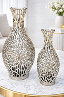 Vase à fleurs classique Art Déco, grande taille, finition dorée, en aluminium écologique, décoration de sol, logo personnalisé, pour la maison