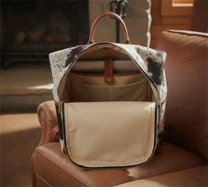 High-Volume Vintage Anti-Theft Genuine Leather Hair-on-Hide <b>Fur</b> Backpack Rucksack Western Travel Bag Wholesale LHBP-0273 - Product Image 3