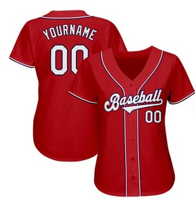 Maillot de baseball personnalisé vierge pour femme, uniforme d'équipe en polyester/coton, manches courtes, couleur unie, anti-humidité, respirant, antibactérien - Product Image 4