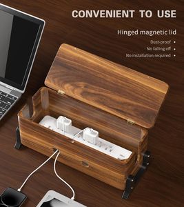 Lớn Bằng Gỗ Keo Quản Lý Cáp Hộp Tổ Chức Cáp Hider Điện Dải Dây & Dây Tổ Chức Trên Sàn Máy Tính Để Bàn Văn Phòng Nhà - Product Image 4