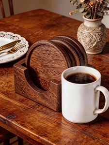 Wholesale ILAHI's Eco-Friendly Brown Square Wooden Coaster Classic Design Tabletop <b>Protective</b> Accessory Customizable Size Home - Product Image 6