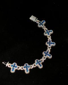 Bracelet Trèfle Cubain en Argent S925, Bijoux Hip Hop de Luxe, Moissanite Colorée, Sertie de Pierres - Product Image 4