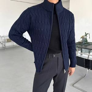 เสื้อสเวตเตอร์ไหมพรมแขนยาวสำหรับผู้ชาย แบบมีซิป คอเสื้อแบบริบ  เสื้อคาร์ดิแกนไหมพรม  เสื้อแจ็คเก็ตไหมพรม  เสื้อสเวตเตอร์ขนสัตว์สำหรับผู้ชาย - Product Image 2