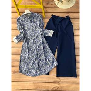 DESIGNER DIGITAL PRINT WORK KURTI AVEC PALAZZO GREY - Product Image 1