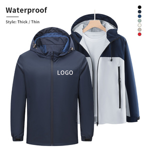 Chaqueta de senderismo formal personalizada al por mayor, delgada, impermeable, cortavientos, transpirable, con cremallera, logotipo DIY, softshell - Product Image 4