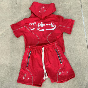 2025 verano 100% ropa de calle de algodón personalizado Casual suelto en blanco hombres camiseta conjuntos deportes dos piezas camiseta y conjuntos cortos - Product Image 6