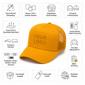 Gorra Trucker Clásica con Panel Frontal de Pana y Parte Trasera de Malla de Poliéster, Logotipo Bordado Personalizado, Directo de Fábrica - Product Image 3