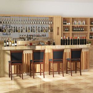 Set di 2 Sgabelli Imbottiti con Struttura in Legno di Gomma Massiccio, Sedie da Pranzo - Product Image 3