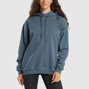 Sweat à capuche oversize pour femme, couleur unie, en molleton, manches longues, décontracté, pour l'automne, 100% coton, respirant, coupe classique - Product Image 4