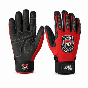 Guantes de Seguridad de Cuero de Alta Calidad Dumela International, Rayados en Rojo y Negro, Largos hasta la Muñeca, Transpirables, para las Cuatro Estaciones, Deportivos y de Uso Diario - Product Image 1