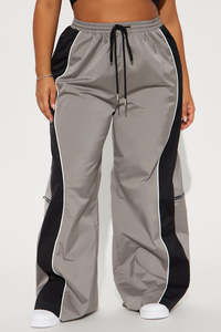 Custom Mens Wide Leg Color Block Track Pants Drawstring Casual Streetwear Trousers OEM Private Label men's pants - Product Image 4