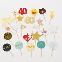 Großhandel Einhorn Regenbogen Happy Birthday Tortendekoration mit Goldglitter-Sternen Kindergeburtstag Partydekoration