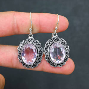 Pendientes de Plata 925 de Lujo Color Rosa - Product Image 1