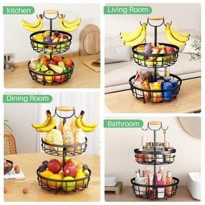 Panier à fruits en fil métallique noir personnalisé, panier de rangement pour fruits et légumes, organisation de la maison, panier de cuisine durable - Product Image 6