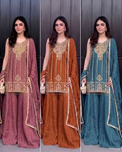 Indian Traditional Wedding Outfit in Rangoli Crush with Embroidery Work Sharara Suit for Women Fancy Wear for Every Festival - Product Image 5