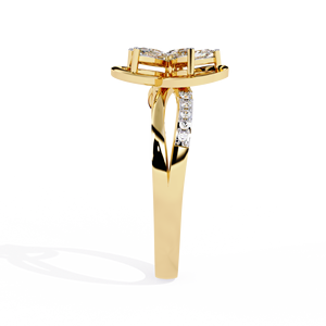 Anillo Clásico de Diamantes con Corte Marquesa para Mujer, con Piedras Laterales Redondas en Oro Amarillo de 14k, Estilo Clásico de Compromiso - Product Image 3
