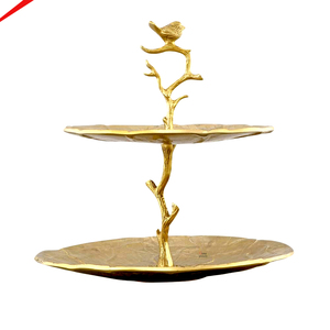 Luxury Gold <b>Bow</b> 2 Tier Metal Cake Stand Elegant Aluminum Tiered Dessert Serving Tray For Wedding Centerpiece - Product Image 4