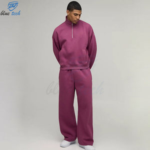 Ensemble survêtement streetwear personnalisé pour homme – Sweat-shirt demi-zip et pantalon – Confortable, décontracté, sportswear, usage quotidien, imprimé logo 100% - Product Image 1