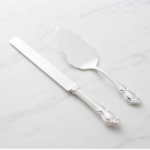 Cuillères à gâteau couleur argent avec manches sculptées à la main, idéales pour servir les gâteaux, spatule et couteau de cérémonie - Product Image 3