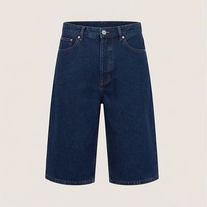 Custom Logo High Street Faded Long Shorts Men Casual Denim Loose Fit Jorts 100% Cotton <b>Distressed</b> Customized Color Long Men - Product Image 1