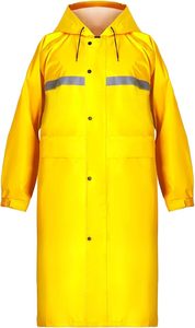 polyester coated Long Raincoat Yellow raincoat with reflector Cheap raincoat with hood Raincoat waterproof for biker - Product Image 1