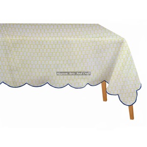 Nappe rectangulaire à bord festonné imprimée au bloc 70x126 pouces (175x315 cm) pour mariages et fêtes, vente en gros directe du fabricant de Jaipur, Inde - Product Image 2