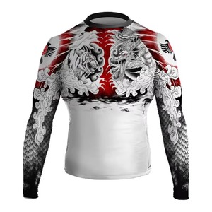 Men Full Sleeve Rash Guard Dragon <b>Tiger</b> <b>Print</b> Sublimation Transfer Polyester Quick Dry Swim <b>Top</b> - Product Image 1