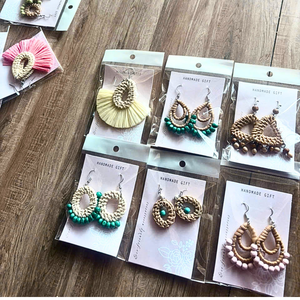 ต่างหูหวายรักษ์โลก ทำมือจากเวียดนาม สไตล์โบโฮชิค น้ำหนักเบา เครื่องประดับจากเส้นใยธรรมชาติ ของขวัญ - Product Image 5