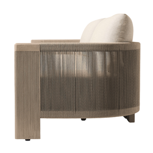 Luxury Modern Two Seat Curved Teak Wood <b>Outdoor</b> <b>Sofa</b> with Rope Woven Waterproof Cushions for Living Room & Villa Resort - Product Image 5