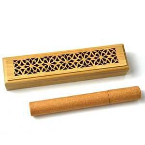 Calming Aroma Carved Wooden Box Agarwood Oud Incense Sticks Gift Set | Stress Relief Fragrance <b>Burner</b> Wood Incense Holder - Product Image 2