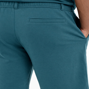 Men's Teal Polo Shirt And Shorts <b>Set</b> Quarter Zip Solid <b>Knitted</b> Breathable Casual Summer Outfit - Product Image 4
