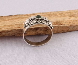 Bague de mariage classique en argent sterling 925 et cuivre bleu, motif floral, large bande, bijou fait main, vente en gros - Product Image 4