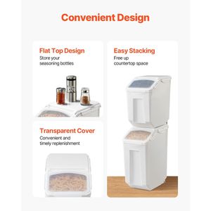 Grandi Contenitori per Alimenti da 3,5 Galloni/15Lx2 + 4,5 Galloni/20Lx2 per Riso, Cibo per Cani, Cibo per Animali Domestici - Product Image 6
