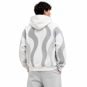 <b>Men</b> Custom Panel Hoodies Soft Fleece Curved Sleeve Streetwear Y2K <b>Pullover</b> Casual Winter Wholesale B2B US Market Drop Shoulder - Product Image 2