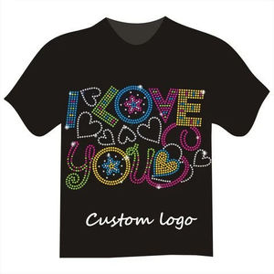 เสื้อยืดลายกราฟิกประดับเพชรเทียมแบบกำหนดเองสำหรับผู้ชาย เสื้อยืดบลิงค์พร้อมโลโก้สั่งทำ เสื้อผ้าสตรีทแวร์ ขายส่ง รับผลิตแบบ OEM ODM - Product Image 5