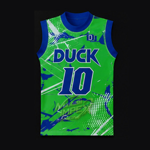 เสื้อเด็กแบบไม่มีแขน Duck Sublimated 7v7 ผลิตจากผ้าสแปนเด็กซ์/โพลีเอสเตอร์ แห้งเร็ว ระบายอากาศได้ดี สีเขียว-น้ำเงิน ป้องกันรังสียูวี เหมาะสำหรับเด็กทุกเพศทุกวัย ใส่เล่นกีฬาฤดูร้อน - Product Image 4