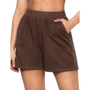 2025 pantalones cortos de chándal con cremallera lateral de cintura alta para mujer Casual Lounge algodón verano Athleisure bolsillos XS tamaño patrón caliente - Product Image 1