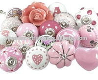 Blanc et rose 20 pièces. Boutons en céramique peints à la main indiens armoire tiroir poignée tirer pour cuisine commode chambre salle de bain hôtel utilisation