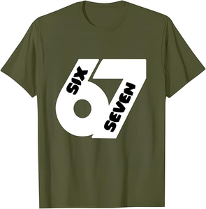 T-shirt décontracté pour homme personnalisé, nouvelle tendance, imprimé Six Seven 67, blanc, manches courtes, col rond, coupe classique, jersey en coton - Product Image 2