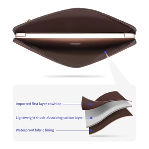 Genuine Leather Durable Lightweight Vintage Sling <b>Laptop</b> <b>Sleeve</b> Slim Modern Business Men's Protective LS-0288 - Product Image 5