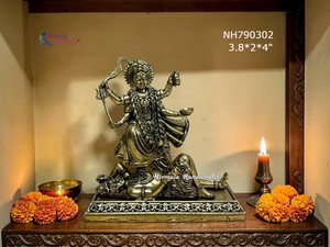 Brass Wax Casting Maa Kali <b>Statue</b> Handmade Hindu Goddess Idol for Home Temple Decor - Product Image 4