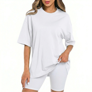 Camiseta de algodón premium para mujer, informal, de verano, suave, transpirable, de manga corta, ajustada, elegante, a la moda. - Product Image 1
