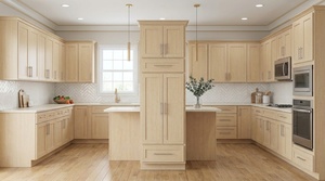 Private Label Melamine Oven Tall Cabinet 33x90x27 Inch Blond Oak Appliance <b>Tower</b> OEM Vietnam Manufacturer - Product Image 5