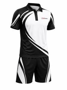 Ensemble de polos sportifs pour hommes 4FORCE, noir et blanc, couleur contrastée, séchage rapide, vêtements d'été avec logo sur le devant, polos et shorts pour hommes - Product Image 4