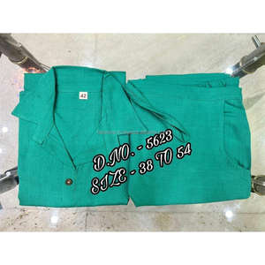 Beautiful Heavy Cotton Slub / Cotton Flex (खादी) Best Quality Fabric Cordset ( Short Length Shirt - 29”) With <b>Wooden</b> <b>Buttons</b> & L - Product Image 6