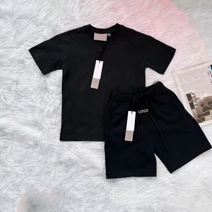 Ensembles de vêtements décontractés en coton biologique pour bébés garçons et filles, style sportif, t-shirt et short élastiques, tenues tendance - Product Image 5