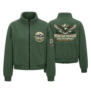 Chaqueta Corta Premium de Forro Polar para Mujer, 240g, Verde Oliva, Diseño de Paneles, Logotipo Personalizado Impreso, Cierre Completo, Impermeable y Transpirable - Product Image 1