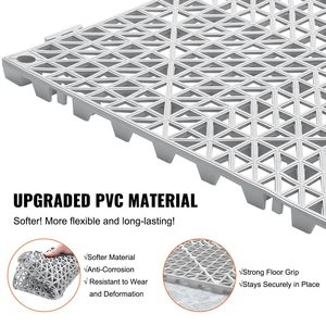55PCS <b>Interlocking</b> Grey PVC Floor <b>Tiles</b> 12\" X 12\" X 0.6\" Non-Slip Drainage Hole Soft Splicing Plastic Flooring 55PCS Grey - Product Image 3