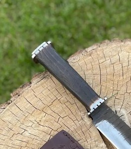 Cuchillo Seax de Grado Industrial Hecho a Mano, Hoja de Acero al Carbono, Mango de Madera, Funda de Cuero - Punta Caída, 13 pulgadas de largo total - Product Image 2