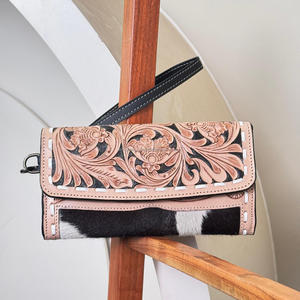 Carteras de cuero mecanizadas a mano de diseñador de tendencia 2025 para mujer, carteras de estilo único occidental de piel de vaca auténtica, embrague multiusos - Product Image 4